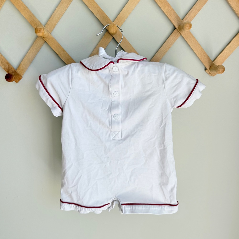 Busy Bee Smocks Alabama Roll Tide Romper White Crimson 3M - Picture 3 of 3